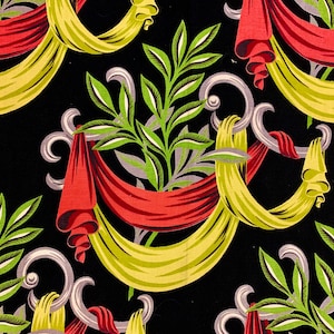 Magnificent Hollywood Glam Art Deco Barkcloth Fabric/ Cotton Remnant  for Upholstery and Home Decor/ 46&quot;W x 45&quot;L