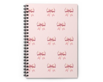 Charmant spiraalvormig notitieboek met strik - zoetroze ontwerp, briefpapier, dagboek, cadeau voor haar, schoolbenodigdheden, opberger