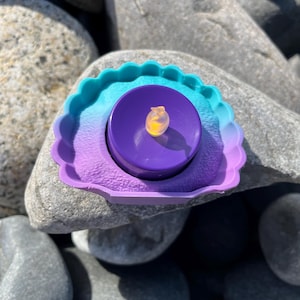 Coastal Shell Tealight Holder with LED Candle Beachy Home Decor Ocean Themed Accent, Nautical Night Light Gift for Ocean Lovers