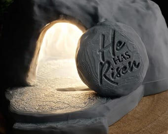 HE IS RISEN Ostern Teelichthalter: Christliches Wohndekor Geschenk