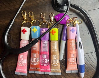 Nurse Hat Lip Gloss Holder Keychain, Healthcare Gift