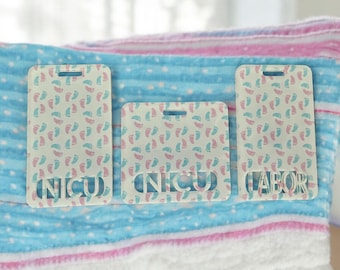 Porta badge per infermieri della TIN: porta badge in acrilico a forma di piedini di bambino