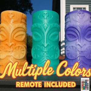 Tiki Glow Color Changing LED Lamp with Remote Unique Tropical Island Decor for Patios Bars Beach Parties Gift Idea Mood Lighting Accent