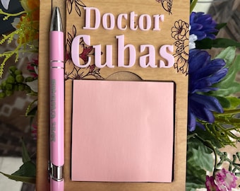 Regalo personalizzato per medici: porta blocchetti per appunti e portapenne con caduceo - Laurea in Medicina