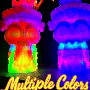 Cursed Idol Tiki Lamp Remote LED Skull Light Haunted Halloween Bar Decor Totem Glow Statue Tiki Bar Art Home Decor Patio Luau Party Unique