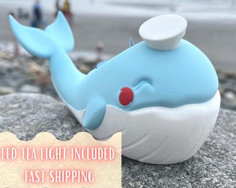 Walvis theelichthouder voor oceaanliefhebbers Coastal Home Decor met led-kaars Leuk strandachtig accent Cadeau voor dierenliefhebbers en liefhebbers van het zeeleven