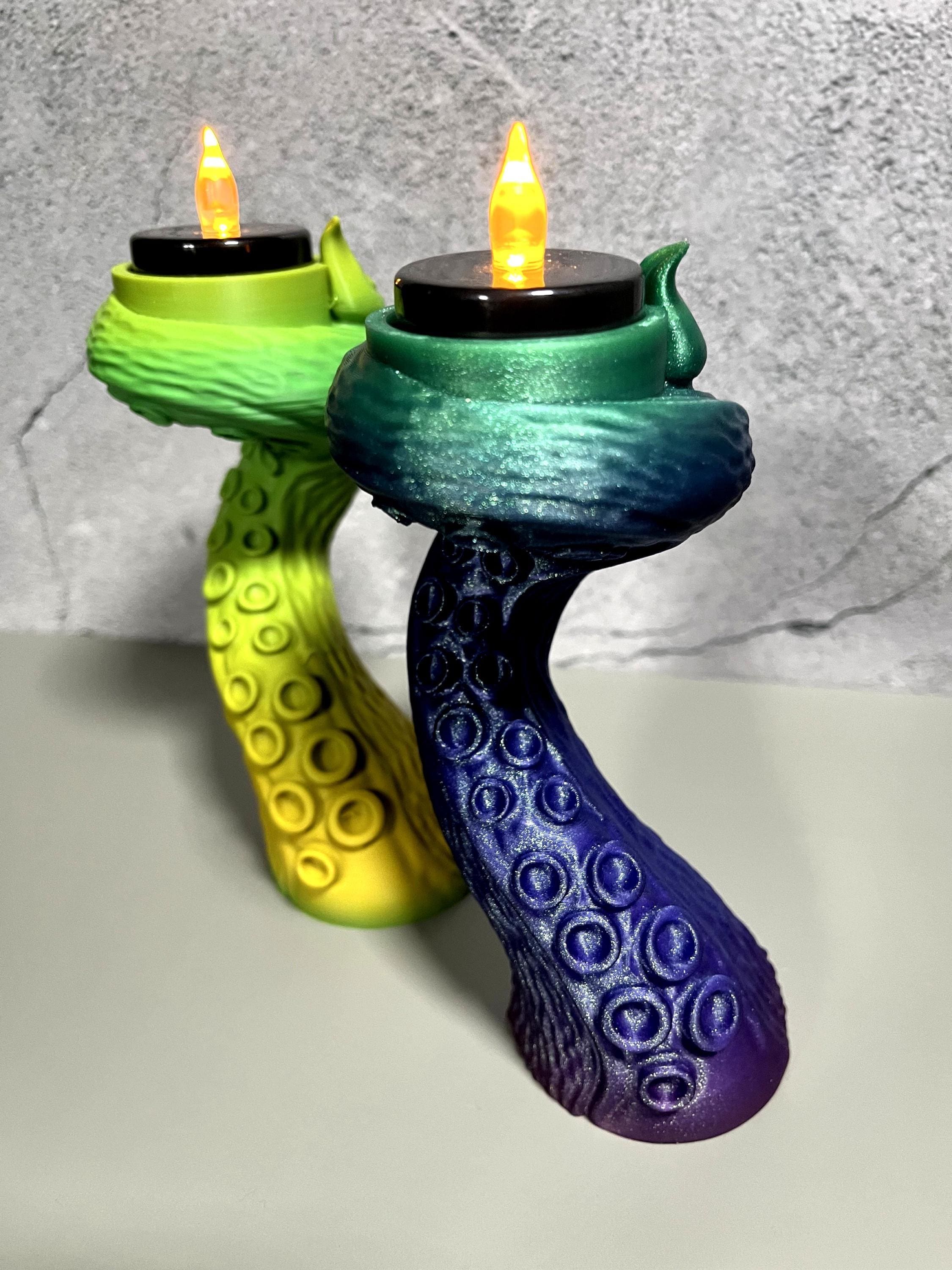 Kraken Tentacle Tealight Holder Set Tiki Bar Decor Ocean Candle