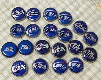 20 Bud Light Beer Caps (10 pairs), Craft Supply, Man Cave Decor, Beer Collectors, Jewelry Making Supply