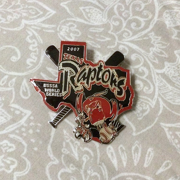 Baseball Souvenir Pin, 2007 USSSA World Series Pin, Team Texas Raptors, Boys Baseball Memorabilia, Specialty Boys Baseball, Craft Supply