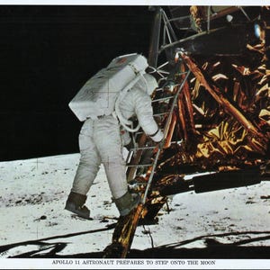 Apollo 11 Moon Landing, Buzz Aldrin, 1969 Authentic NASA Photo, Size 8 by 10 inches, Not Framed, Vintage
