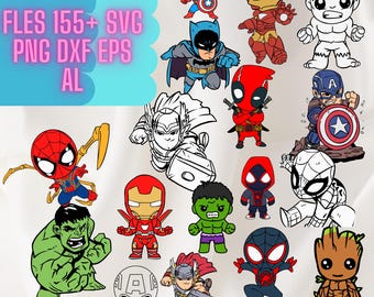 Superhero Baby, Png, Svg, Dxf, Eps, Avengers Baby, Baby DIY, Avengers Kids, Superhero Kids, Instant Download, Digital Design,Superhero Chibi