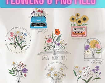 Floral Cottagecore PNG, Spring Flowers Sublimation Design, Botanical Png, Summer Flower Nature Png, Wildflowers Png, Sublimation Designs