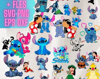 Lot de cliparts Lilo et Stitch, fichiers vectoriels en couches (SVG, PNG)