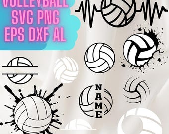 Volleyball SVG Bundle, Team Name, Shirt Design, Clip Art (Digital Download)
