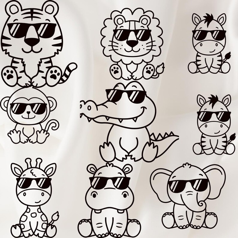 Safari Animals Outline SVG Cute African Jungle Animal Cut File Cricut ...