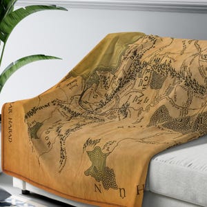 Mittelerde Karte Fleece Decke, Tolkien Geschenk, Herr der Ringe Dekor, gemütliche Sherpa Decke, Film Fan Wohnaccessoire, LOTR Fan Geschenk