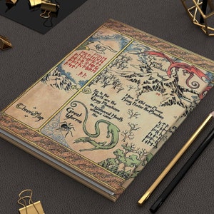 LOTR Thorins Map Hardcover-Notizbuch, Mattes Notizbuch, Herr der Ringe Tagebuch, Mittelerde Geschenk, Tolkien Fan Merch