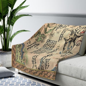 Thorins Karte von LOTR Sherpa Fleece-Decke, weiche Decke, gemütliche Decke, Film inspiriertes Wohnkultur, Tolkien Geschenk, Geschenk für LOTR