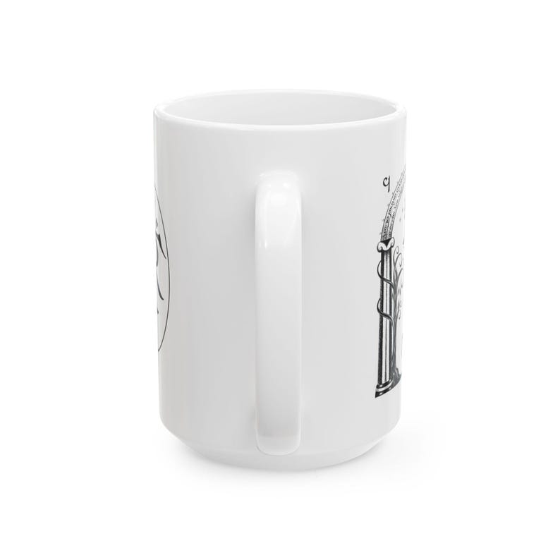 Doors of Durin Ceramic Mug, Elvish Door Design, Tolkien Symbol, LOTR Fan Gift Idea, Middle Earth Coffee Cup, 11oz 15oz, Drinkware image 6