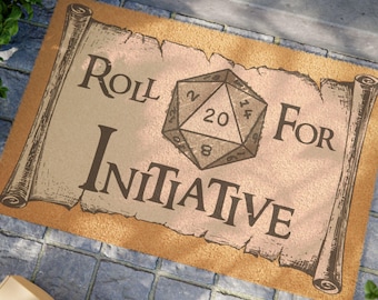 DnD Doormat, Roll for Initiative Welcome Mat, Dungeons and Dragons, RPG Fan Gift, Dungeon Master Decor, Roleplaying Tabletop Gaming, Nat 20