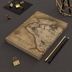 Diario de tapa dura con mapa de Skyrim: cuaderno de aventuras, diario en blanco, regalo de juegos de fantasía, papelería de gamer, diario de Elder Scrolls, Dragonborne