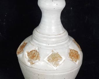 White Celtic Lotion Pump, bottle, lotion pump, soap dispenser, Rustic, Ivory , Tan, Handmade Pottery
