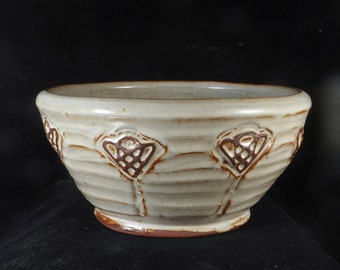 Rustic Mushroom White Celtic Heart Serving bowl, Handmade Pottery, Made in USA