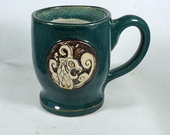 Rustic Viking Midgard Serpent Dragon Coffee Mug - handmade in USA