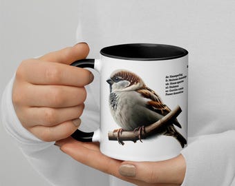 320ml Mug with colour inside Birds of Europe 01 Sparrow & Crested Tit