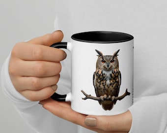 320ml Mug with Colour Inside Birds of Europe 18 Eagle-Owl
