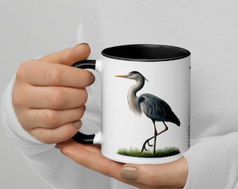 320ml Mug with Colour Inside Birds of Europe 17 Grey Heron