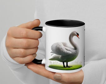 320ml Mug with Colour Inside Birds of Europe 19 Mute Swan