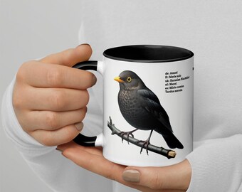320ml Mug with Colour Inside Birds of Europe 03 Blackbird & Robin