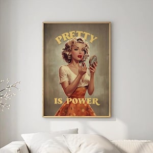 Marilyn Monroe Retro Poster, Fine Art Posters, Pretty is Power Quote Print, Wall Art Decor, Vintage Movie Star Artwork, Home Office Decor