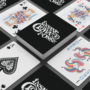 Carta de pôquer com logotipo do Insane Clown Posse, patch de palhaço, produtos do Hatchetman, presente de hip-hop Juggalo do ICP Clown Posse, tapete de fibra de coco do ICP, decoração Juggalo