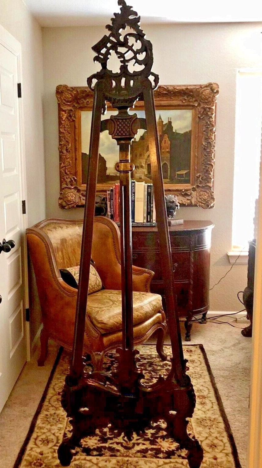 XL Baroque Carved Wood Laurel Crown FLOOR EASEL Art Display Stand