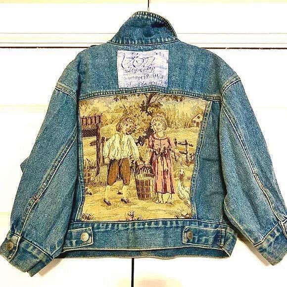 VON EHRENPREIS TAPESTRY Vintage Y2K Girls Sz 5 Jean Jacket Jack