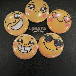 Smiley Face Pinback Buttons | Fun Emoji Badge Set | Cute Happy Face Pins | Colorful Pin Pack | Positive Vibes | Playful Gift Idea