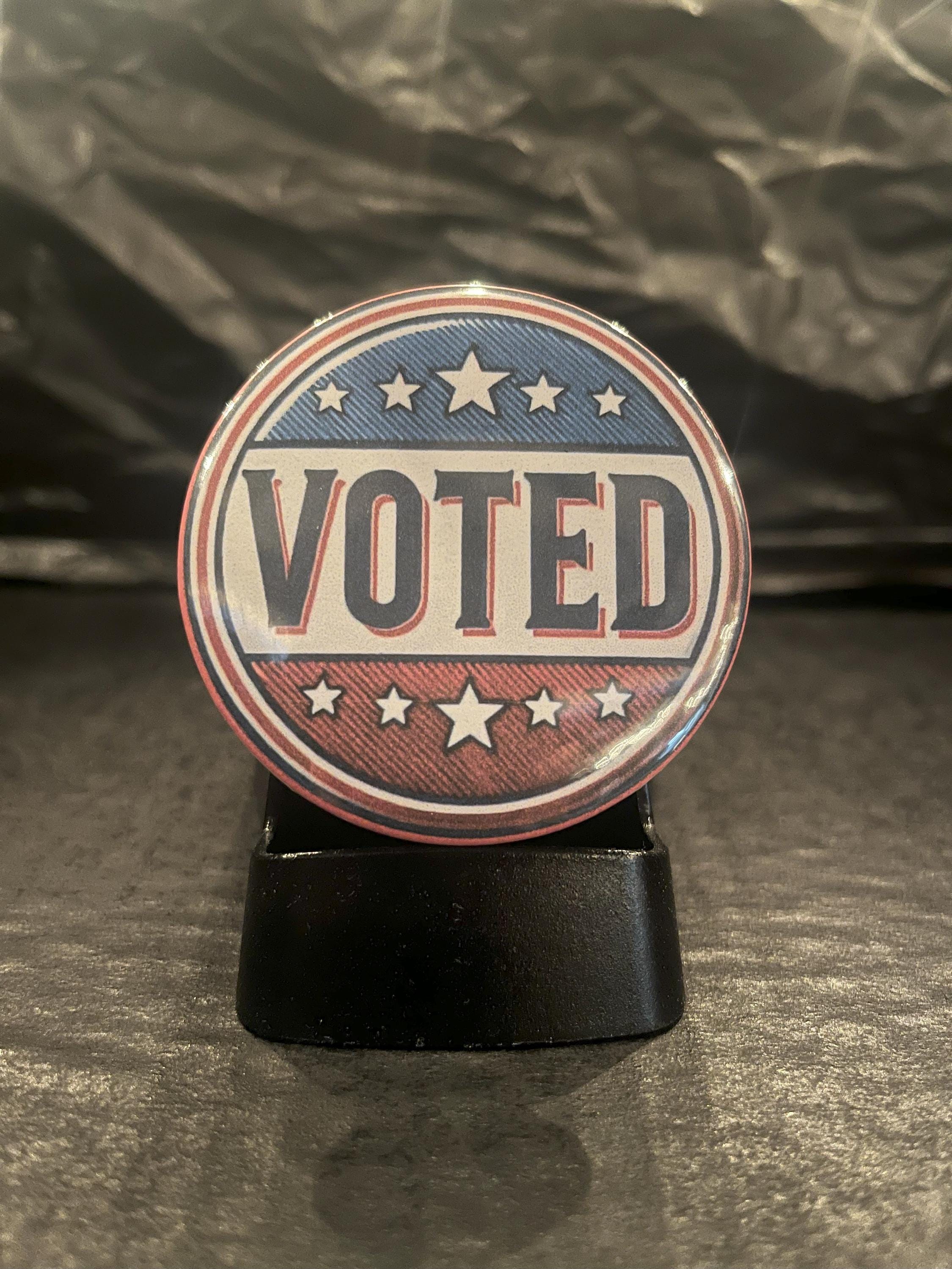 Voting Pin Design Voted Pinback Button | Election Day | I Voted | Patriotic Badge | Civic ...