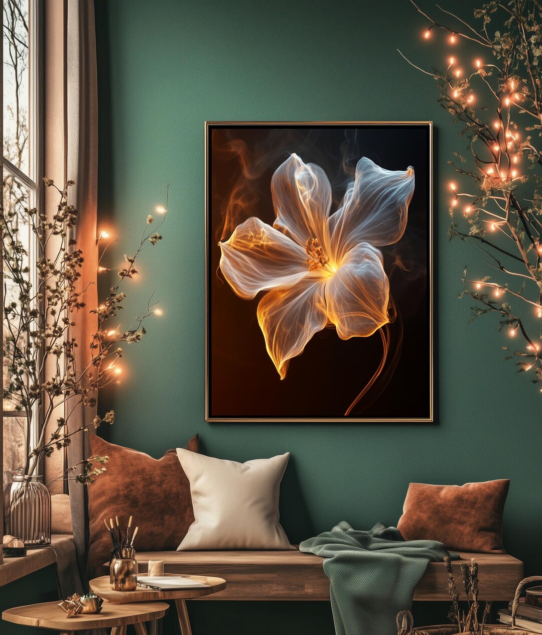 Glowing Jasmine Flower Print: Ethereal Floral Wall Art - Etsy