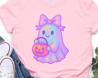 Pink Ghost Halloween Shirt, Cute Pastel Pumpkin Shirt, Gift For Ghost Lover Shirt, Spooky Season Shirt, Pink Lover Shirt, Fall Vibe Shirt