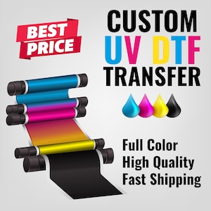 Custom Uv DTF Transfer, Cup Wrap, Laptop & Sticker Decals, Ready to Press UV DTF, Decal for Hard Surfaces, Personalized Cup Wrap Sticker