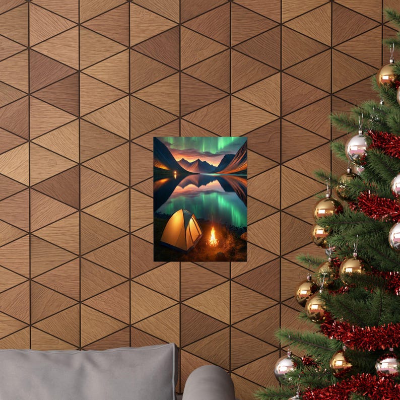 Northern Lights Camping Adventure Wall Art Matte Vertical Posters