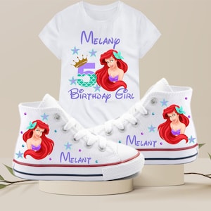 Birthday Girls customized sneakers/high top converse/personalized chucks/zapatos personalizados/mermaid
