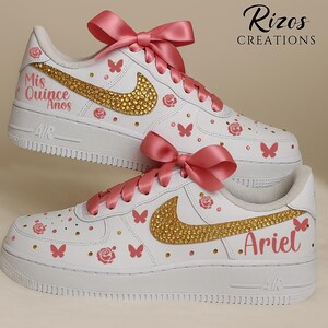 Custom Nike Shoes with Crown Design for Quinceañera,  Custom Nike Shoes, Sweet 16, Mis XV Años & Fifteenth Birthday Celebrations
