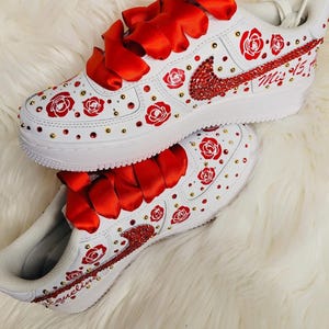 Custom Nike Shoes with rose Design for Quinceañera, Custom Nike Shoes, Sweet 16, Mis XV Años & Fifteenth Birthday Celebrations
