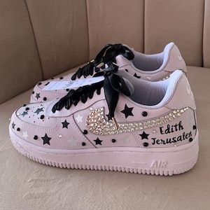 Custom Nike Shoes with Stars Design for Quinceañera, Wedding Shoes Custom Nike, Sweet 16, Mis XV Años & Fifteenth Birthday, Bling