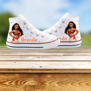 Custom made Shoes, custom High Top Sneaker, Cartoon Fan Converse style hightop, personalized chucks,zapatos personalizados,birthday moana