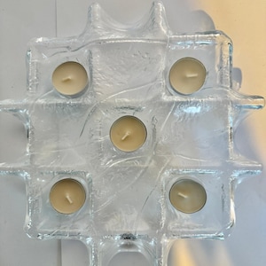 Vintage Muurla Finland Glass Candle Holder Tea Light Holder