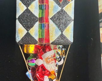 Retired MacKenzie-Childs Hot Air Balloon Santa Ornament with box